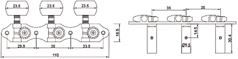 guyker Classical Guitar Tuners, 1:18 Ratio Open Frame Style Acoustic Guitar Tuning Keys Steel String Pegs Machine Heads 2 Planks (3+3) (Gold, Black Button) - Image 5
